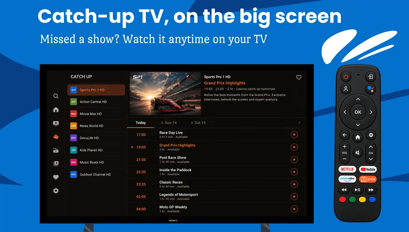 TV — catch-up schedule for a channel across the past few days